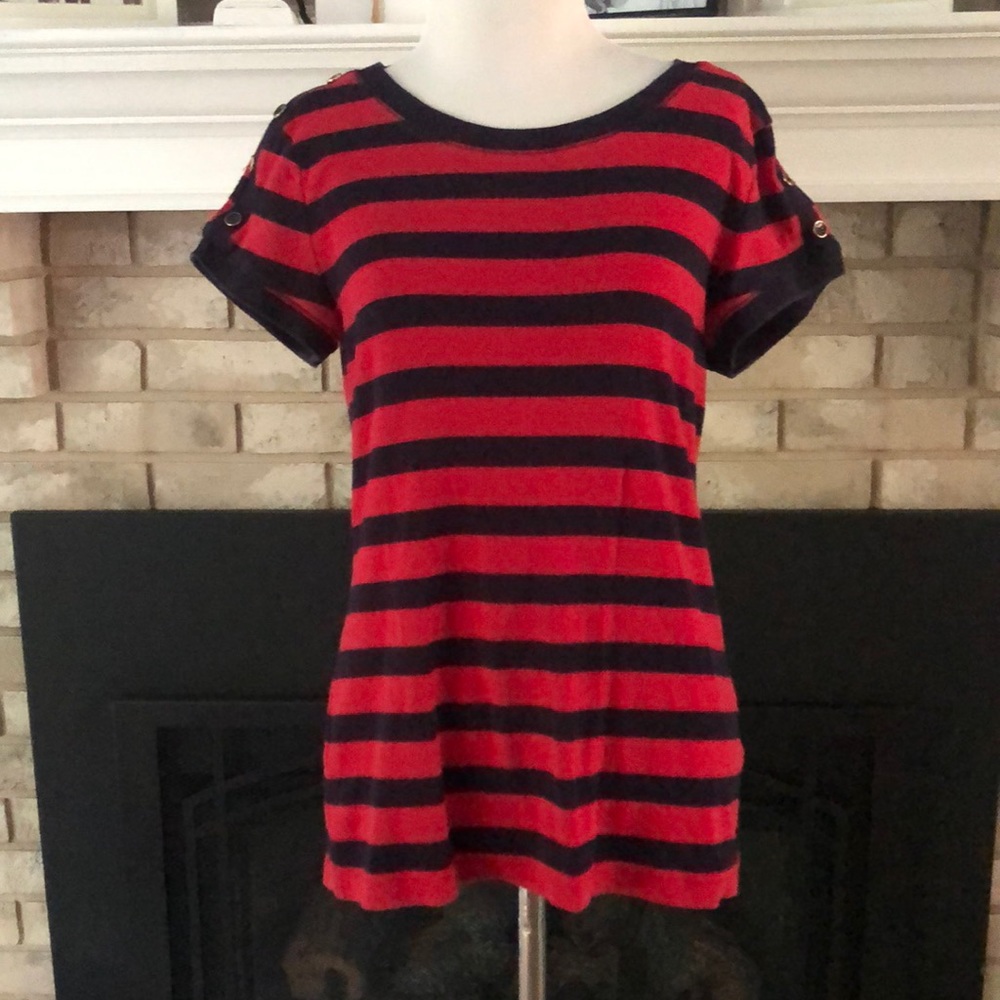 Talbots Red & Blue Stretch Weekend Tee size Medium